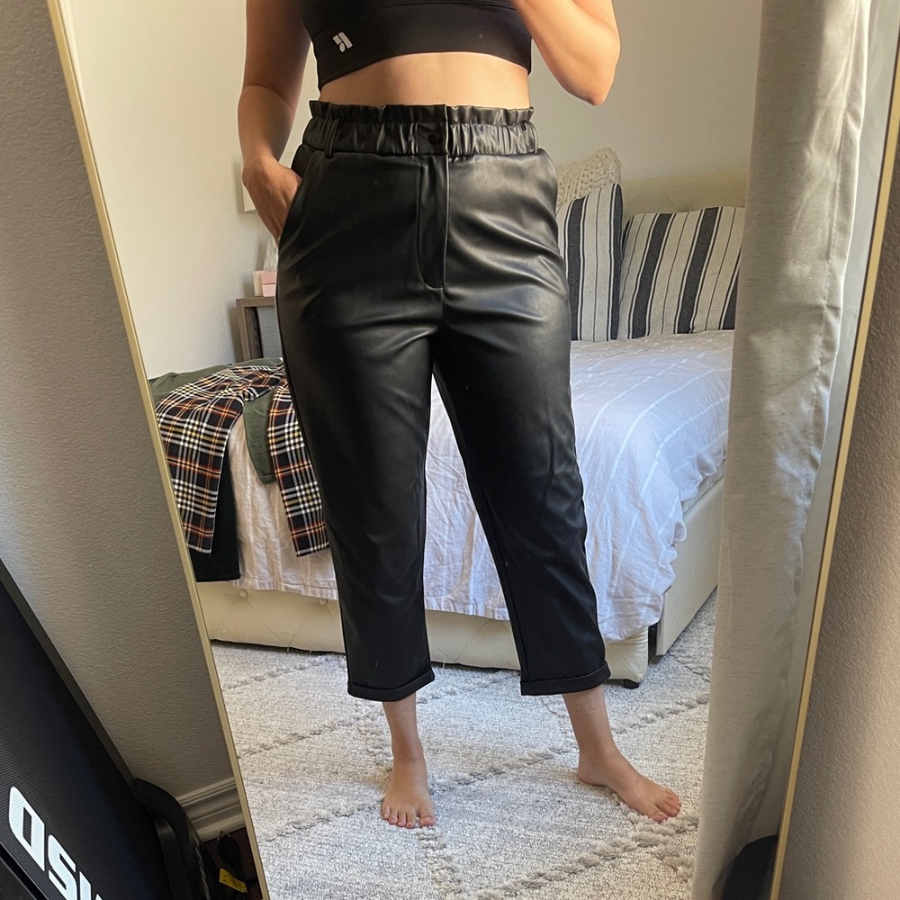 BP Black Faux Leather Joggers